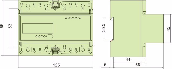 Three phase din rail multi-rate lcd multifunction electric power monitor energy meter with rs485 modbus