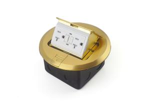 Wholesale Round Shape 20A Waterproof Floor Outlet Box Golden Top UL / CUL Rated from china suppliers