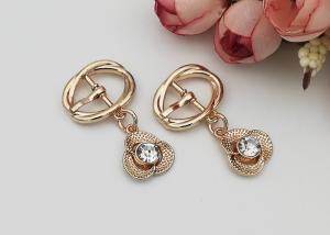 Wholesale LHZ1202 Gold Shoe Strap Metal Shoe Buckles With Flower , Abrasion Resistance from china suppliers