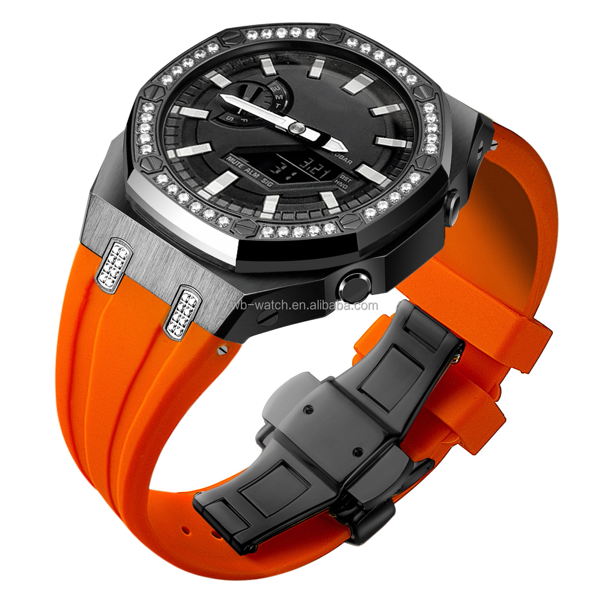 Custom Luxury Mod Kit Silicone Band And Stainless Steel Watch Case For Casioak Ga 2100