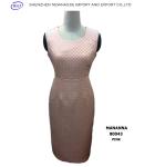 Grey-blue/pink collarless blended woven ladies dress suit