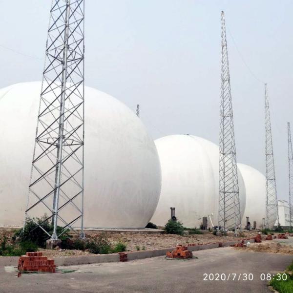 Ground Mounted Double Membrane Gas Holder , Polyester Fabric Biogas Storage