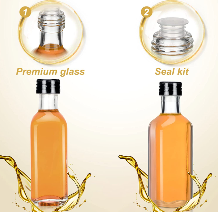 750ml Round Olive Oil Glass Bottle with Customized Black Screw Cap and Transparent