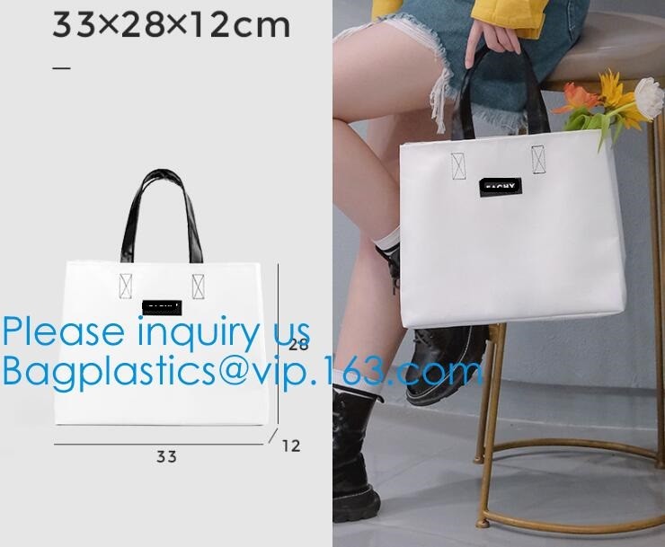 Vintage Tarpaulin Shoulder Bag Fashion Custom Durable Shopping Bag Tarpaulin Bag Washable Tote Dry Bag Cotton Handle