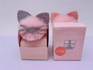 Wholesale Glitter Soft Pom Pom Hair Tie , Cute Cat Shape Pink Small Ponytail Holder from china suppliers