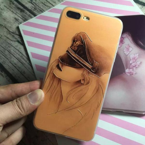 PC+TPU Silk Skin 3D Relief Painting Personality Girl Pattern Cell Phone Case