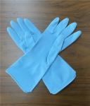 M 45g Blue Color 300mm Flock Lined Latex Gloves For Kitchen