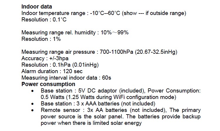 Wireless Wifi Automatic Weather Station with 868 MHz Frequency and Rain Volume Display