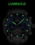 Modern Business Stainless Steel Skeleton Watch Hollow Out Case Back
