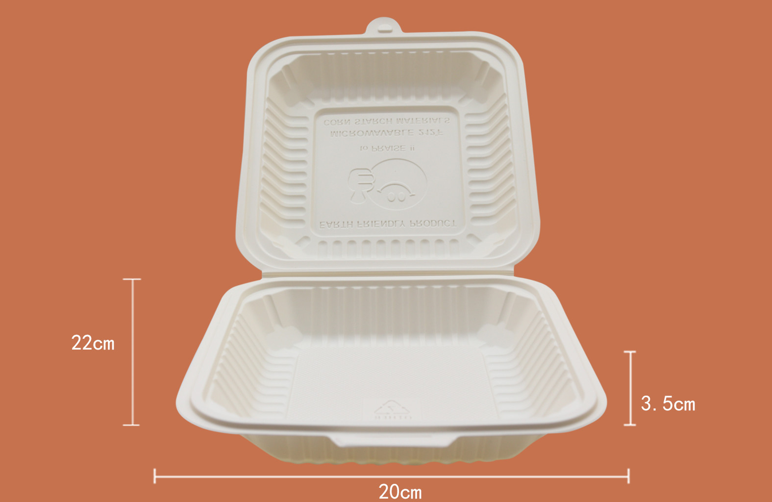 700ml capacity biodegradable compostable corn starch clamshell food box packaging box