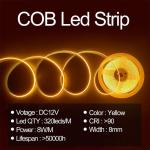 Hotel House COB LED Strip Light CE RoHs IP20 Ra90 8mm Width 12V 24V Golden