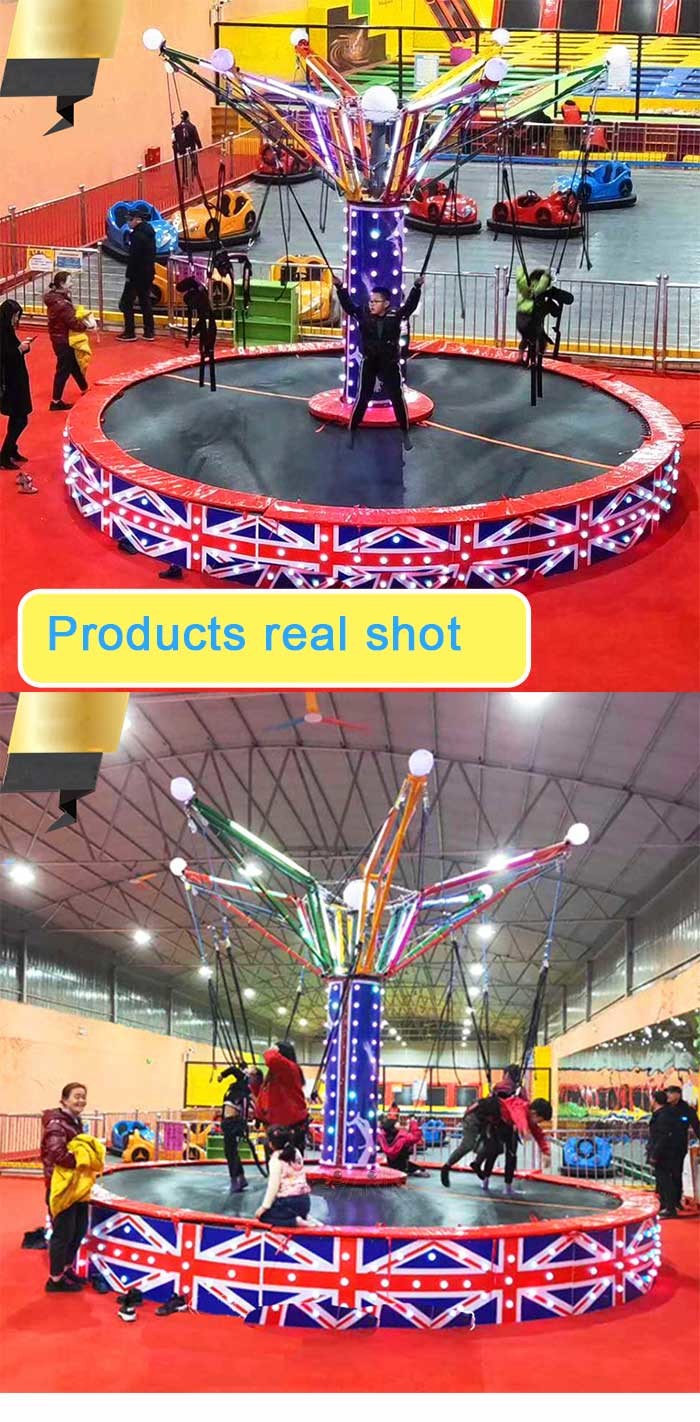 Kids Adult Amusement Park Ride Equipment Round Euro Jumping Bungee Trampoline