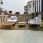 Outdoor Hotel Teak Table And Sofa Set Woven Rope Sofa For Garden Furniture