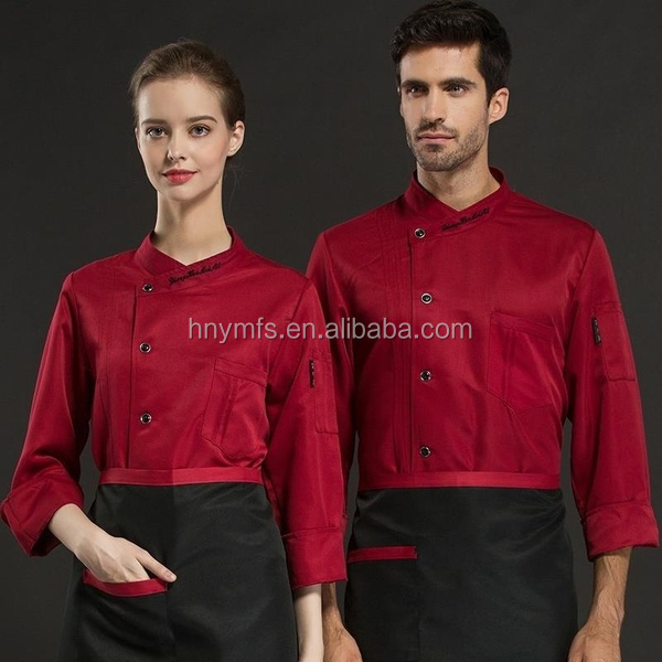 Fashion colourful chef uniform with logo customized service modern restaurant uniforms