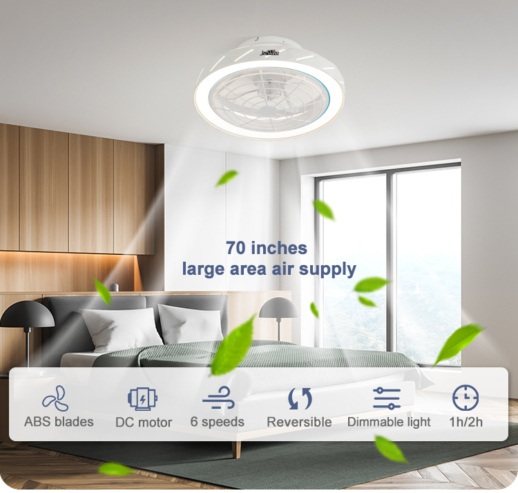 3 Color LED Light Low Profile Fancy Design ABS Blades Indoor Ceiling Fan with Remote