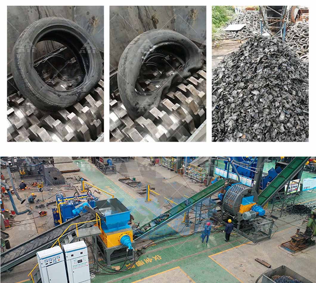 2TPD-3TPD Waste Tire Shredder Recycling Scrap Tire Crusher Machine