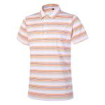 87% Polyester Golf Yellow And White Striped T Shirt Business Casual Collared