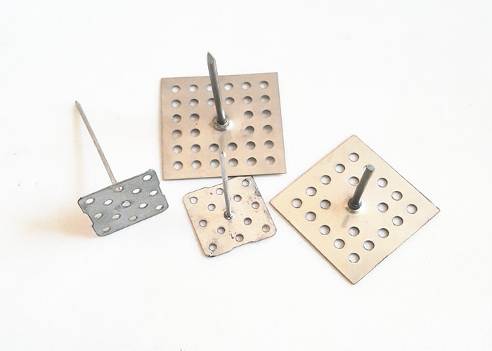 SS Perforated Base Insulation Pins , Gal Steel Square Base Insulation Hangers