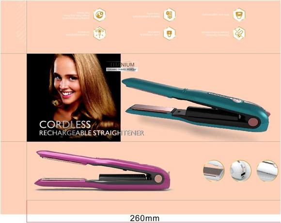 Wireless Travel Ceramic Rechargeable Hair Straightener