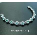 925 Sterling Silver Elegant Women Bracelet Pave Setting Green Spinel Bangle