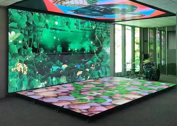 Full Color Aluminum Cabinet Indoor Floor LED Screen Rental for Events Curved Design