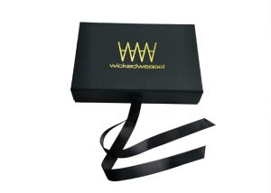 Wholesale Bikini Swimwear Packaging Book Shaped Box Black Ribbon Magnet Closure ISO Approval from china suppliers
