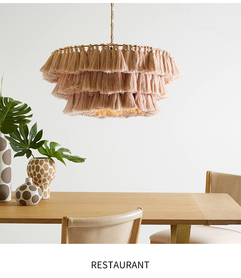 Modern boho chandelier designer decorative Cotton tassel art chandelier(WH-MI-317)