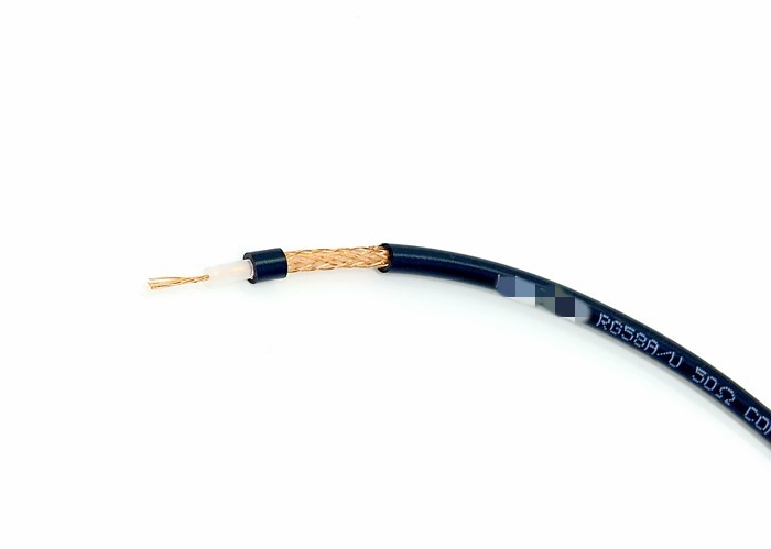 RG58A/U RF Feeder Cable , 50 Ohm Wire Copper Braid Solid PE OFC Conector For GPS