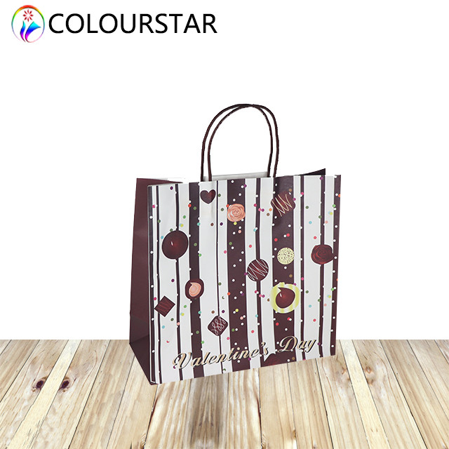 Recycled 80gsm CMYK Eco Paper Packaging Bag FSC With Handle