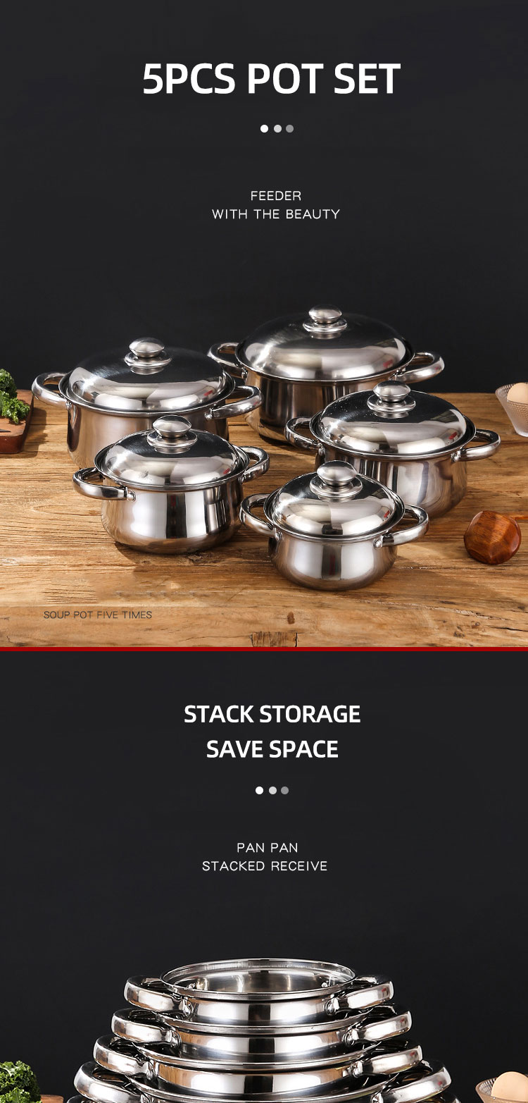 OEM/ODM 10 Piece Stainless Steel Cookingware Pot Set Cooking Pot Set Ollas Kitchen Ware Pot Cookware Sets