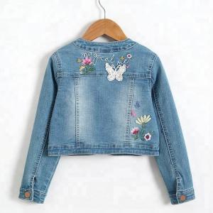Wholesale Long Sleeve Sandblast Girls Denim Jacket With Flower Embroidery Decoration from china suppliers