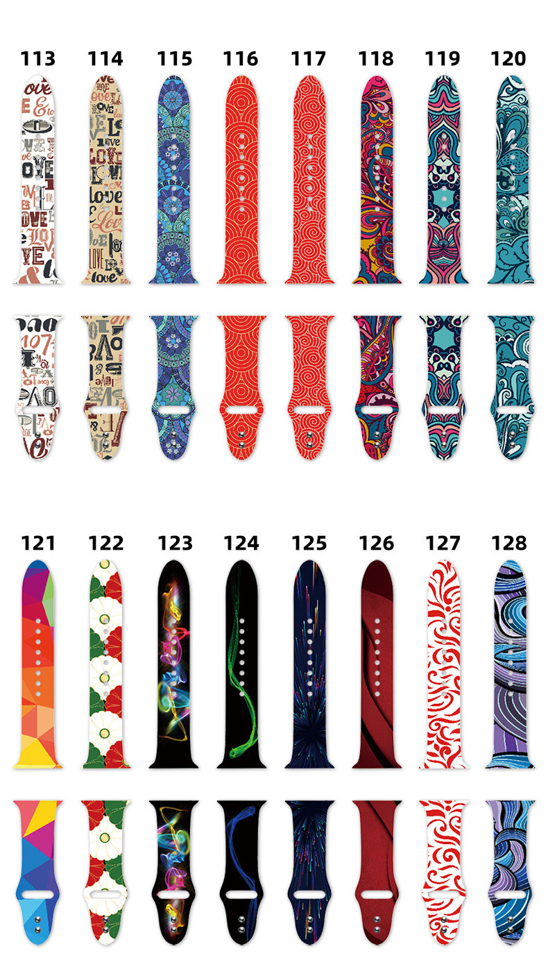 Silicone Material Smart Watch Band For Iwatch 42Mm 44 Mm Pattern Printed