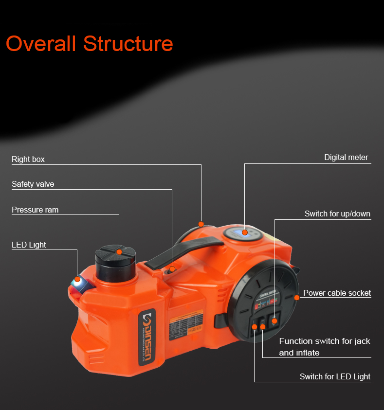 Double Cylinder Electric Hydraulic Car Jack 5 Ton With 0.65m Air House