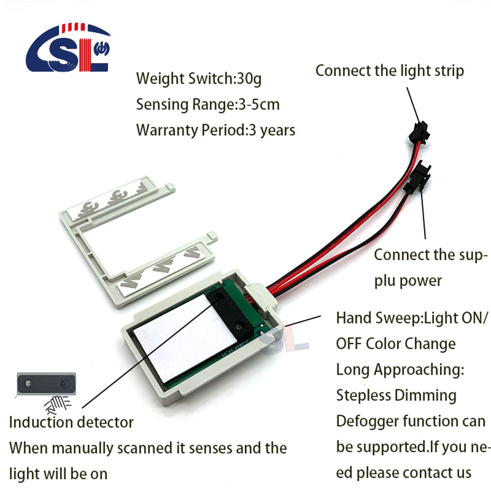 IP24 Rated Sensor Switch for Smart Mirrors Manually Scan 3-5cm Sensing Range DC12V