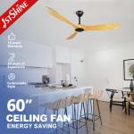 Ceiling Fan with 3 Wooden Blades High Speed 110-220V DC Pure Cooper Air Cooling