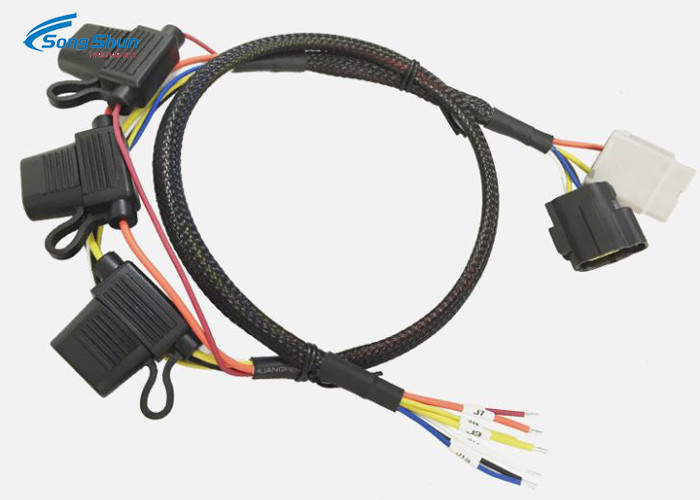 Complex Custom Made Automotive Wiring Harness Bare Copper With Inline Screw 30A Fuse Holder