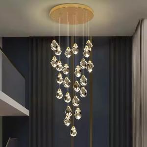 Wholesale Interior Hotel Stair Pendant Lamp Modern Luxury Ceiling Led Crystal Chandelier Pendant Light Crystal Body Hanging Lamp from china suppliers