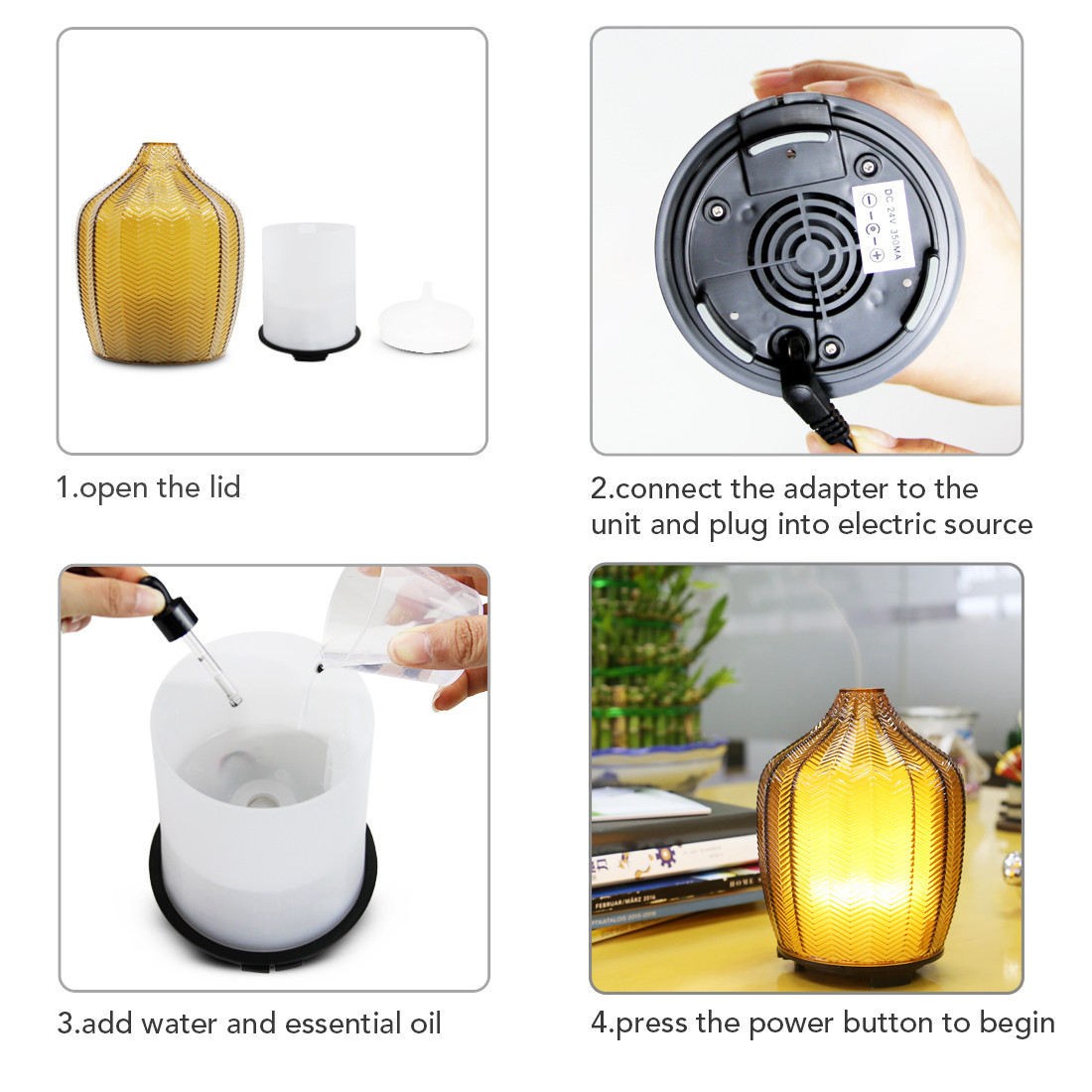 Homefish OEM Commercial Art Glass Aroma Diffuser Nebulizer Essential Oil 120ml Scent Machine Ultrasonic Aroma Diffusers
