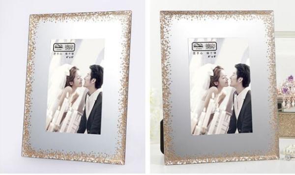 Customized Shape 4x6 Glitter Glass Photo Frame For Promotion Beautifully