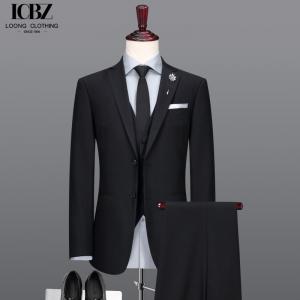 Wholesale Customized Wool/Silk Men's Business Suit in Dark Color with Single Breasted Closure from china suppliers