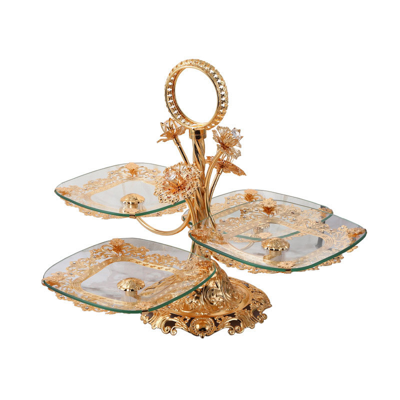 Golden Restaurant Exquisite Luxury Glass Storage Tray