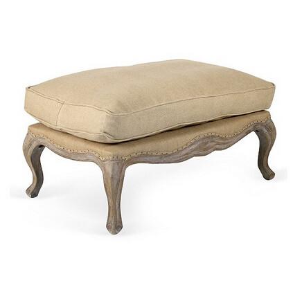 french vintage antique ottoman fabric wooden leisur chair loung with footrest