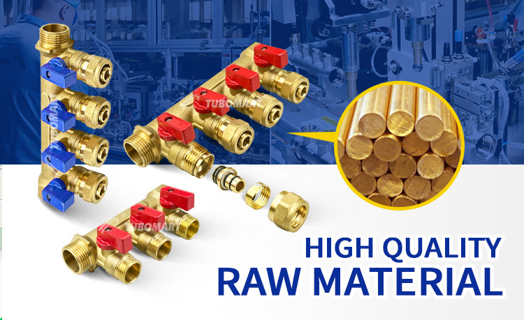 3 - 12 Outlets Brass Pex Manifold 1/2 Inch 150 Psi Pex Pipe Manifold System