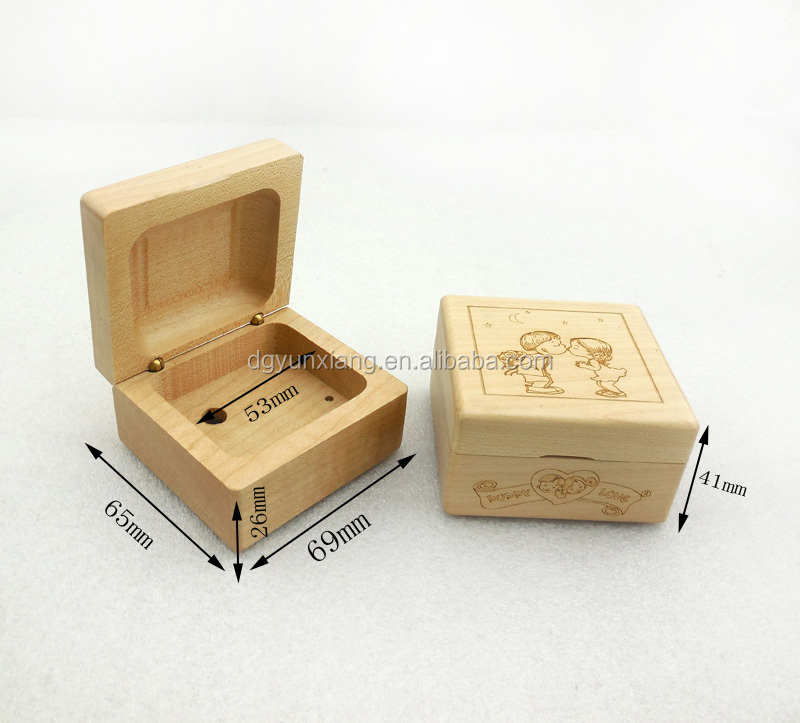 Small jewelry natural unfinished plain hinged DIY blank wooden box