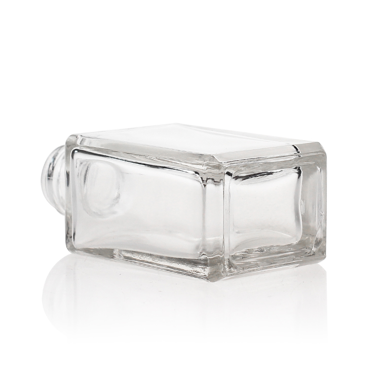 Clear Cosmetic Packaging 30ml Square Foundation Lotion Glass Bottle F133