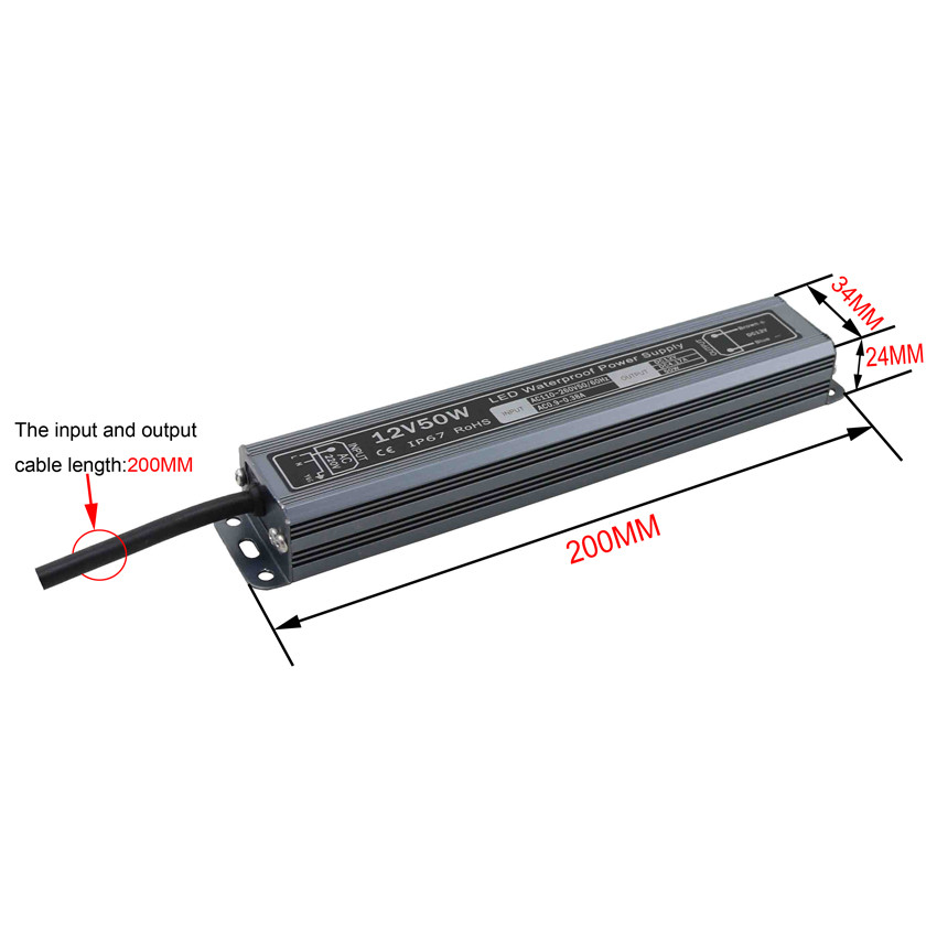 12v 50w waterproof power supply IP67 with coffee color LED transformer Adapter for LED Light