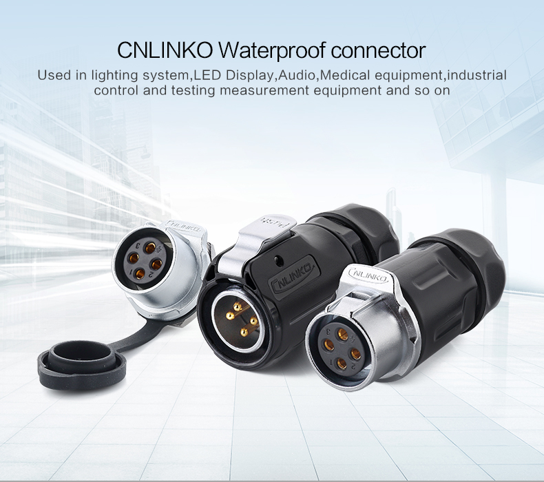 Cnlinko 500V 20A IP68 Connector Waterproof 4 Pin with Solder Connection Wire Waterproof Plug Connector