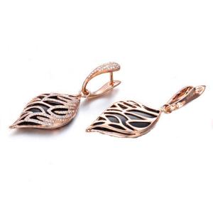 Wholesale 18K Gold Black Onyx Diamonds Drop Dangle Earrings (GDE022) from china suppliers