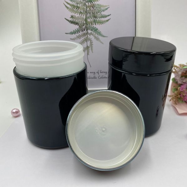 Collar Material Sport Nutrition Supplement Private Label Empty Food Grade Black Protein Powder Bottle with Customized Colors