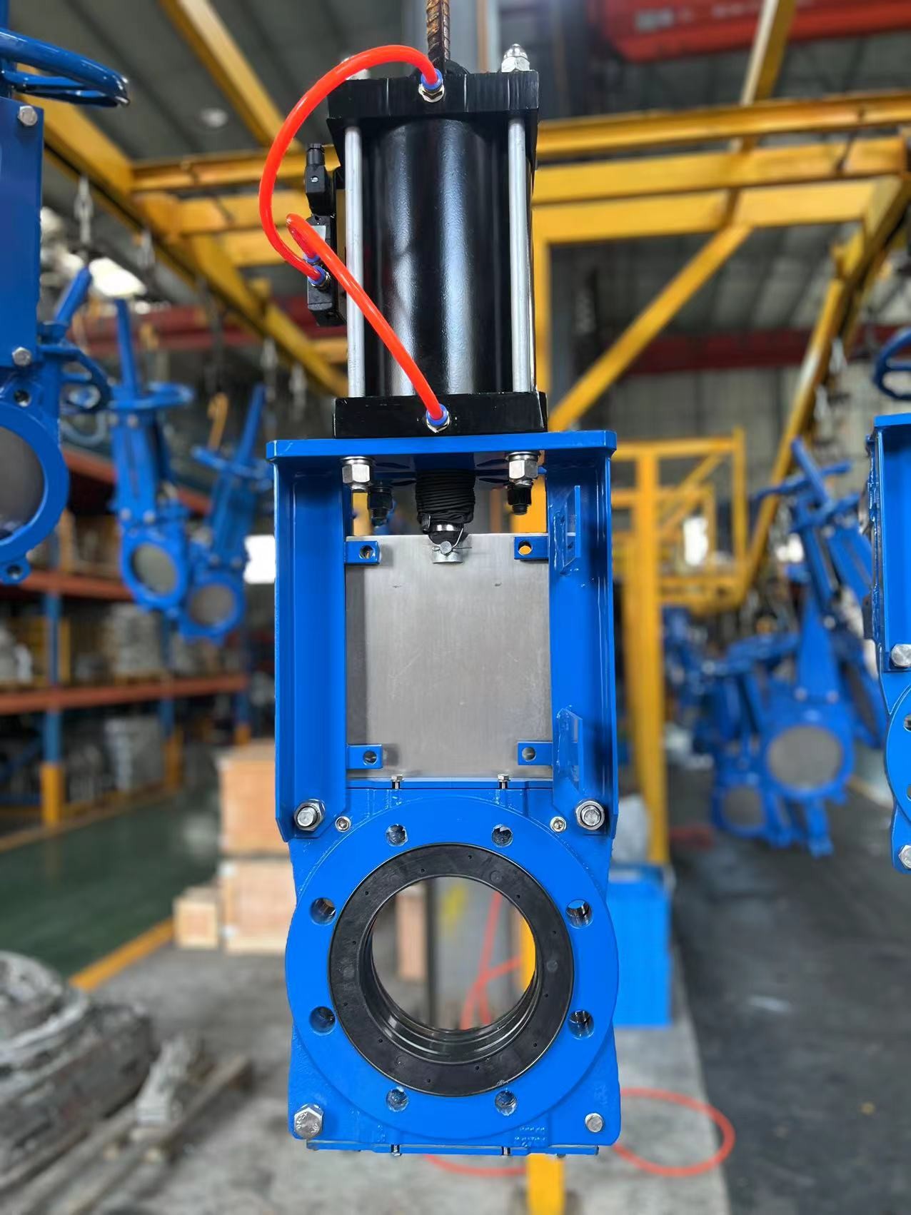 NBR Seat Slurry Knife Gate Valve With Double Acting Pneumatic Actuator